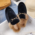 Furry Outer Wearing slippers for women Muller slippers Wild Fluffy Flat Mules Warm