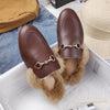 Furry Outer Wearing slippers for women Muller slippers Wild Fluffy Flat Mules Warm