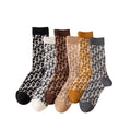 (5 PAIRS)Vanccy D Letter Combed Cotton Pile Socks