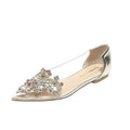 French pointed rhinestone flat shoes Baotou transparent thick shoes