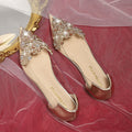 French pointed rhinestone flat shoes Baotou transparent thick shoes