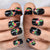 Press On Nails Short Squoval Multi Color Butterfly Pattern Reusable Fingernails Full Cover Black Base Color Salons At Home Cute