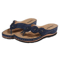 Vanccy Women Summer New PU Sewing Thong Sandals