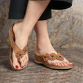 Vanccy Women Summer New PU Sewing Thong Sandals
