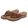 Vanccy Women Summer New PU Sewing Thong Sandals