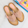 Vanccy Rhinestone Love heart Flip Flops