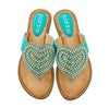 Vanccy Rhinestone Love heart Flip Flops
