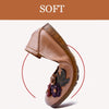 Three Flower Retro Black Flats For Women Genuine Leather Flat Shoes
