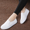 Genuine Leather White Shoes Flats Platforn Sneakers Slip On Soft Vulcanized Shoes