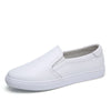 Genuine Leather White Shoes Flats Platforn Sneakers Slip On Soft Vulcanized Shoes