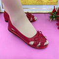 Women Sandals Pu Leather Hollow Out Comfort Flats Solid Color Bow-Knot Mother Shoes Fashion Loafers Casual Sandalias De Mujer