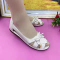 Women Sandals Pu Leather Hollow Out Comfort Flats Solid Color Bow-Knot Mother Shoes Fashion Loafers Casual Sandalias De Mujer