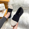 Furry Outer Wearing Flats Loafers Contrasting color design BacklessWild Fluffy Flat Mules Warm