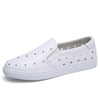 Genuine Leather White Shoes Flats Platforn Sneakers Slip On Soft Vulcanized Shoes