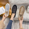 Furry Outer Wearing Flats Loafers Bling Decor BacklessWild Fluffy Flat Mules Warm flats sneakers glitter winter