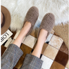 Furry Outer Wearing Flats Loafers Belt Buckle Decor BacklessWild Fluffy Flat Mules Warm