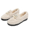 Furry Outer Wearing Flats Loafers Belt Bright diamond Bowknot BacklessWild Fluffy Flat Mules Warm