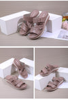 Vanccy Metal Buckle Plus Size Comfort Slippers
