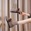 Furry Outer Wearing Flats Loafers Belt Buckle Decor BacklessWild Fluffy Flat Mules Warm Knit Boot