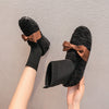 Furry Outer Wearing Flats Loafers Belt Buckle Decor BacklessWild Fluffy Flat Mules Warm Knit Boot