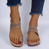 Vanccy - Large size women's retro Bohemian style hollow wedge flip-toe sandals