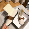 Furry Outer Wearing Flats Loafers Belt Buckle Decor BacklessWild Fluffy Flat Mules Warm Knit Boot