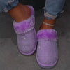 Women Soft Plush Rhinestone Faux Fur Slippers