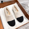 Furry Outer Wearing Flats Loafers Contrasting color design BacklessWild Fluffy Flat Mules Warm
