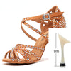 Women Party Dance ShoesSatin Shining rhinestones Soft Bottom Latin Dance Shoes Woman Salsa Dance Shoes heel5CM-10CM