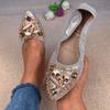 vanccy Rhinestone Flats Casual Comfort Dressy Flats For Wedding Fox Slippers CF307